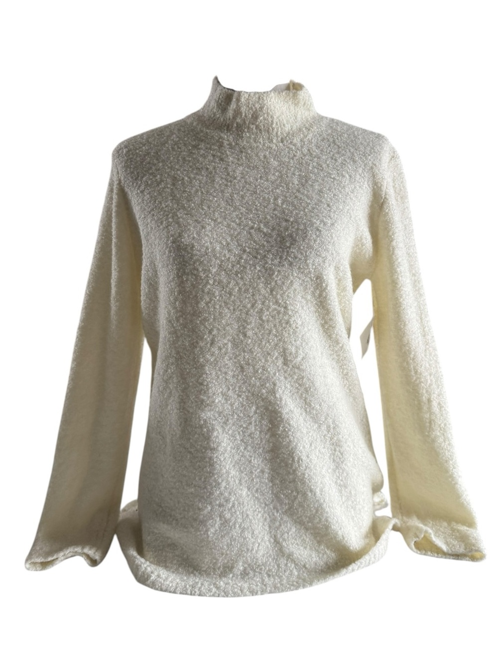Calvin Klein Cream Mock Neck Textured Sweater M